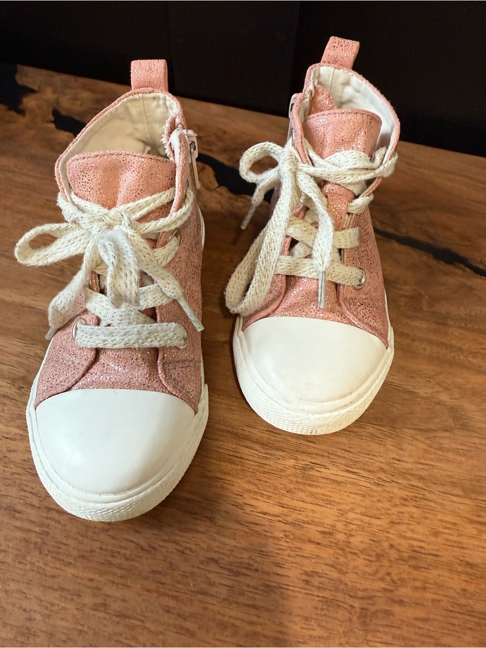 Kids Pink Glitter High-Top Sneakers